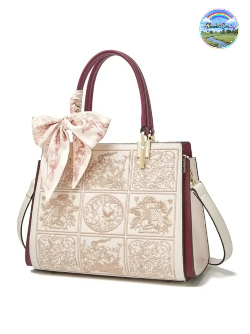 Vintage Embroidery Leather Tote Bag Satchel Crossbody Shoulder Handbag